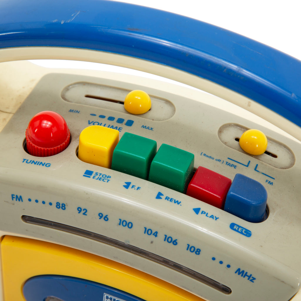 Cream Plastic Kids' Boombox with Colorful Buttons and Cassette Player