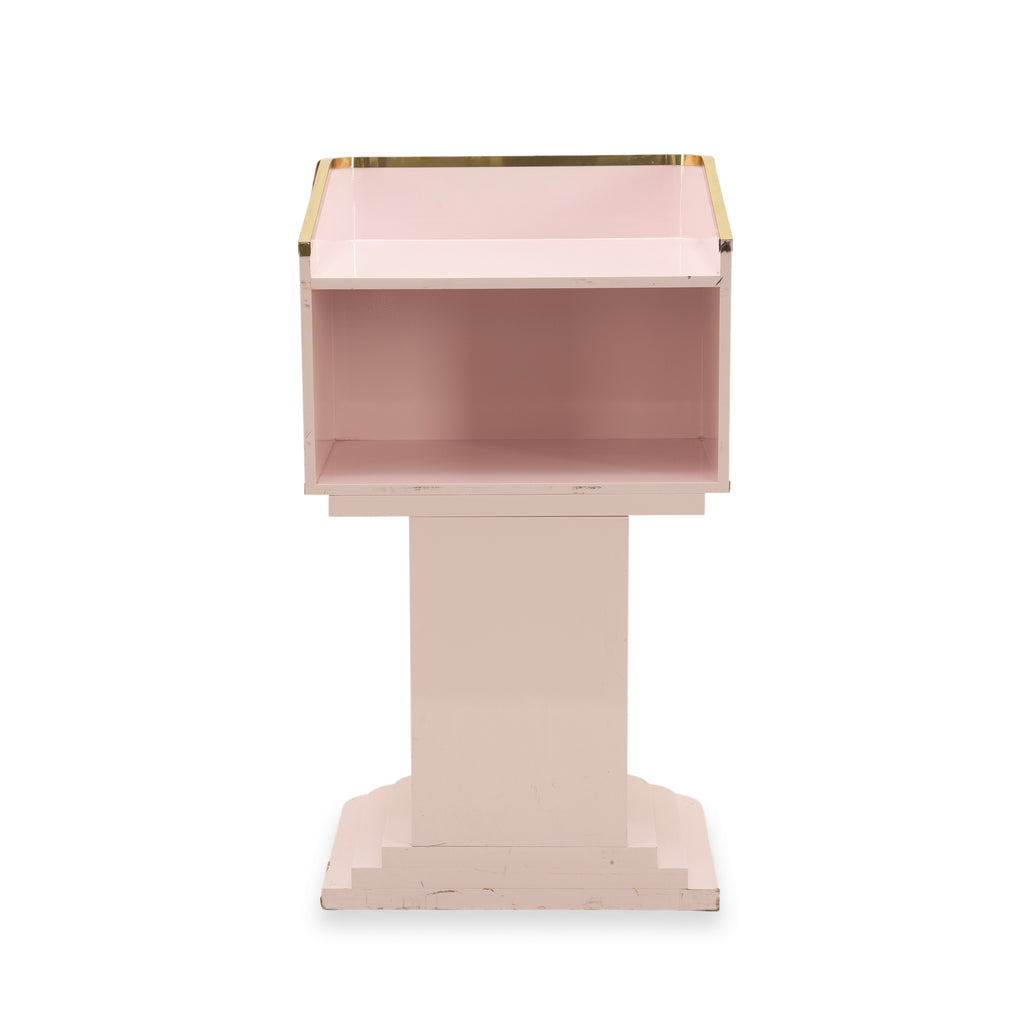 Art Deco Blush Pink Lacquered Cloakroom Display Stand with Gold Trim