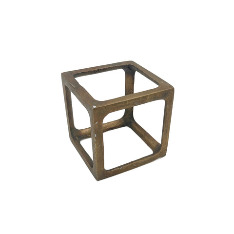 Brass Cube Frame Table Sculpture - Small