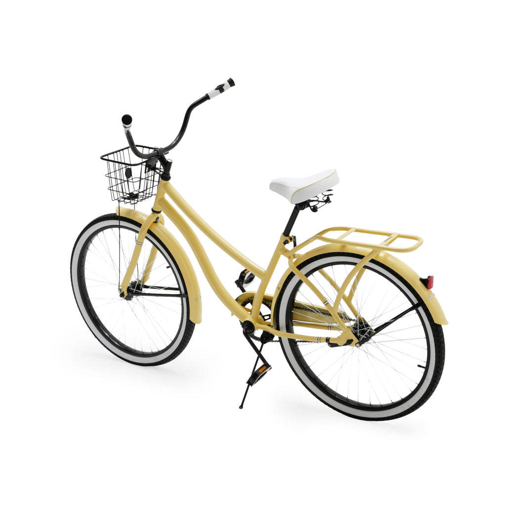 Pale Yellow Metal Cruiser Bicycle