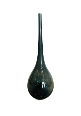 Dark Smoke Green Glass Teardrop Vase