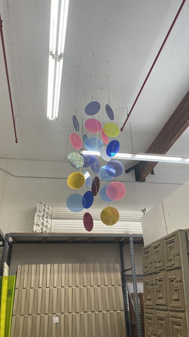 Multicolor Iridescent & Translucent Acrylic Disc Hanging Sculpture
