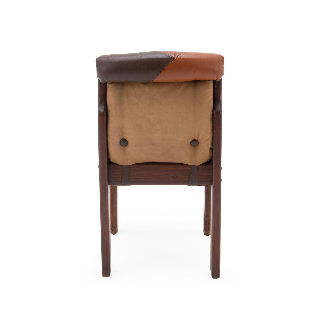 Two-Tone Patchwork Leather Tufted Armchair