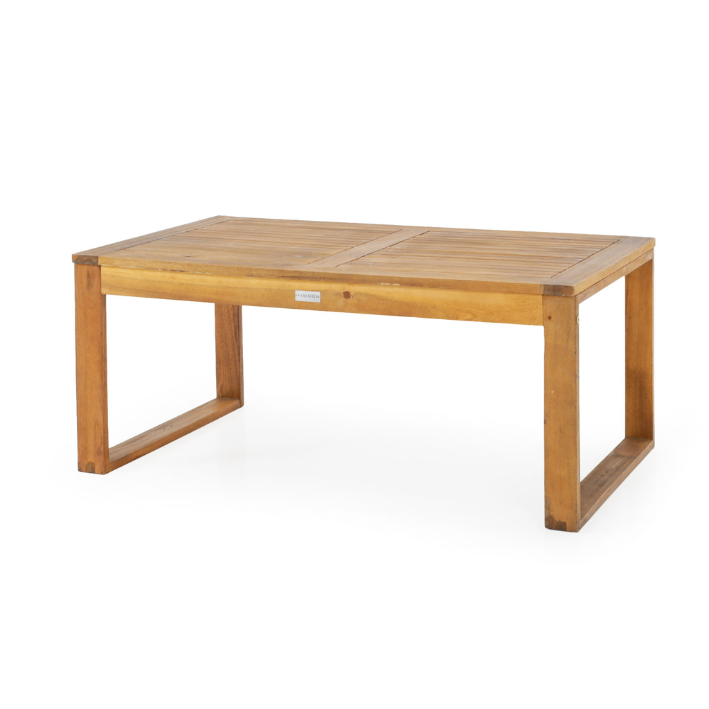 Brown Wood Slatted Top Outdoor Coffee Table