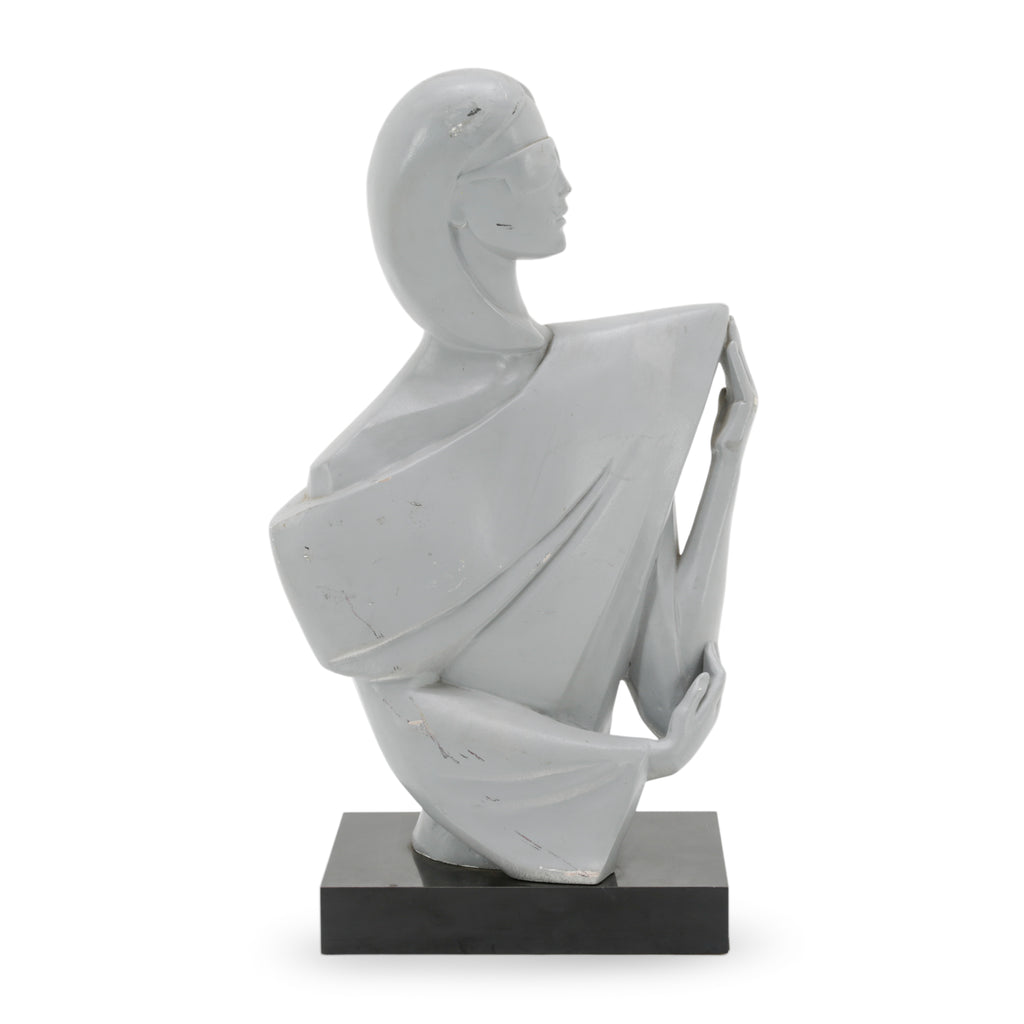 Light Gray Bust with Sunglasses on a Black Wood Base