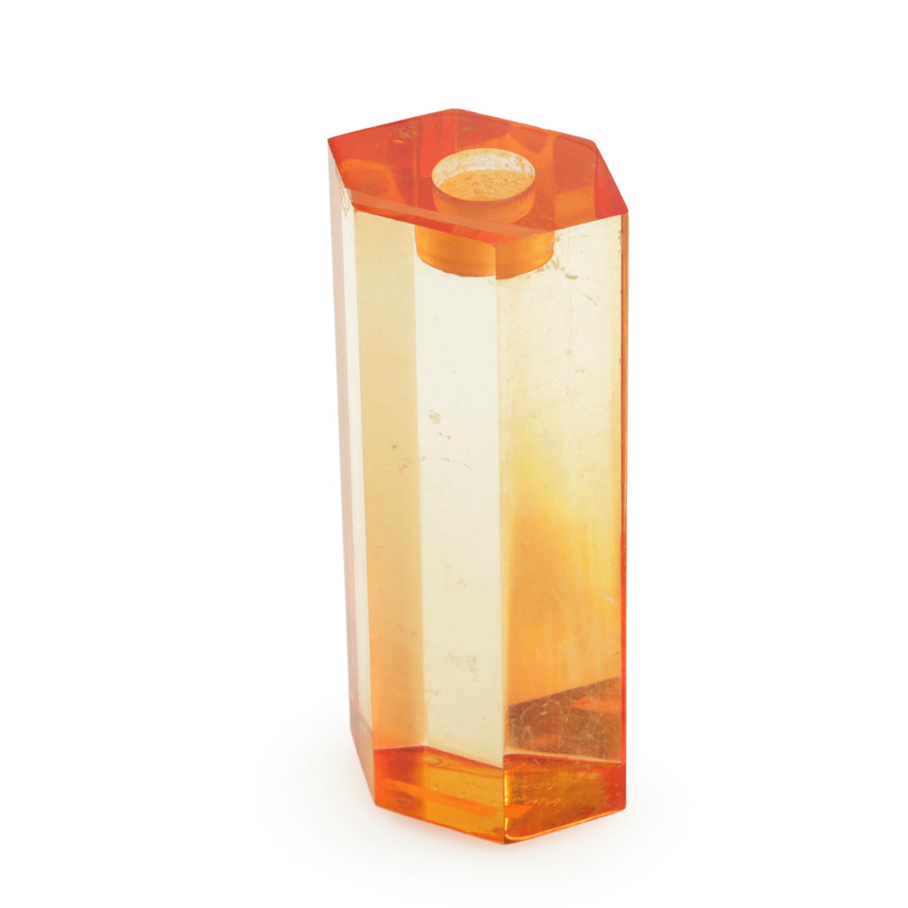 Amber Orange Hexagonal Clear Acrylic Candle Holder
