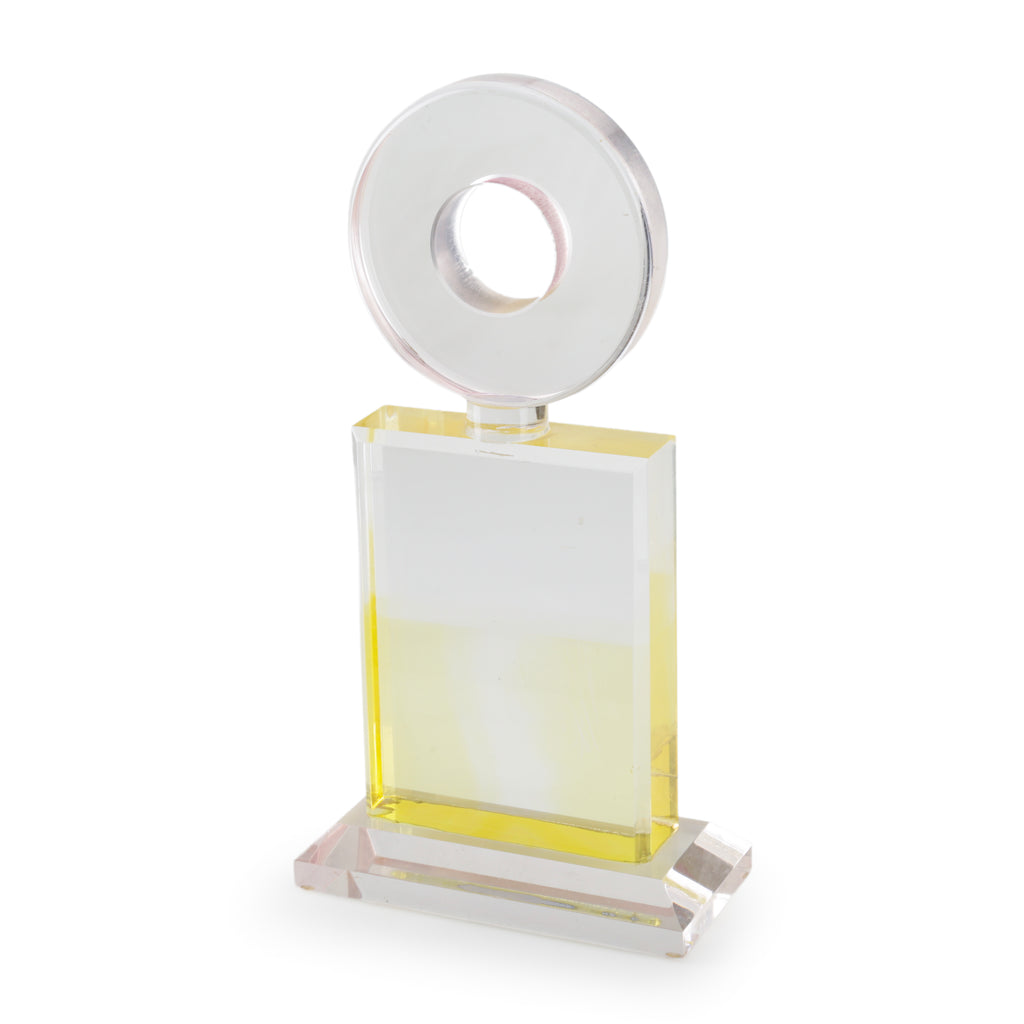 Clear and Yellow Acrylic Geometric Abstract Sculpture