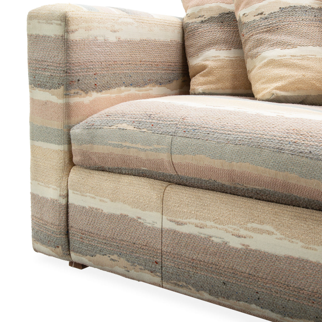 Vintage Multi-Tone Striped Upholstered Sofa