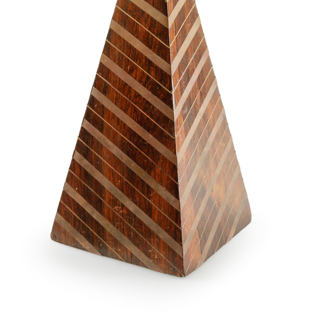 Dark Brown Wood & Brass Pyramid
