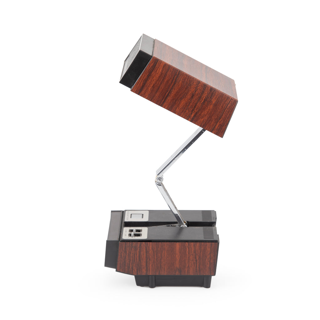 Black & Wood Grain Desk Lamp with Alarm Clock