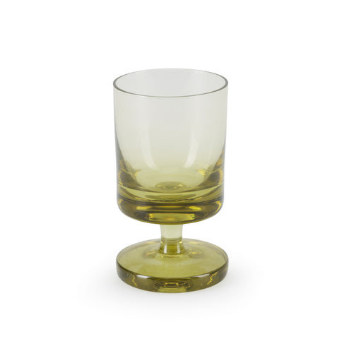 Olive Green Glass Short Stem Goblet