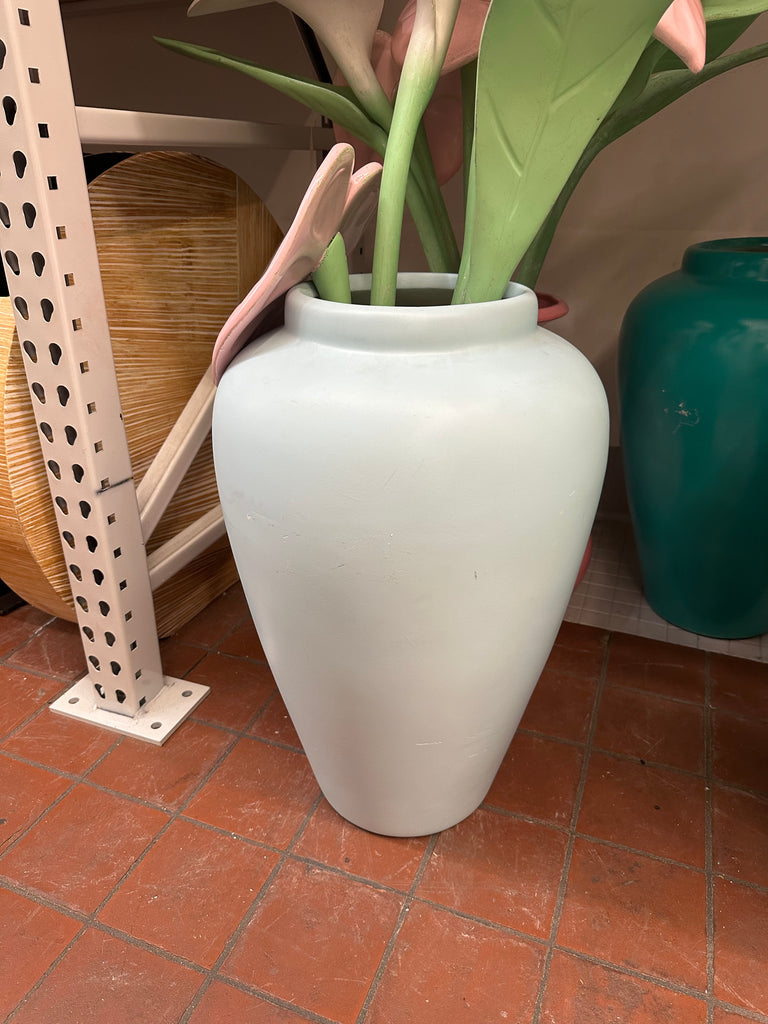 Light Gray-Green Ceramic Tapered Floor Vase