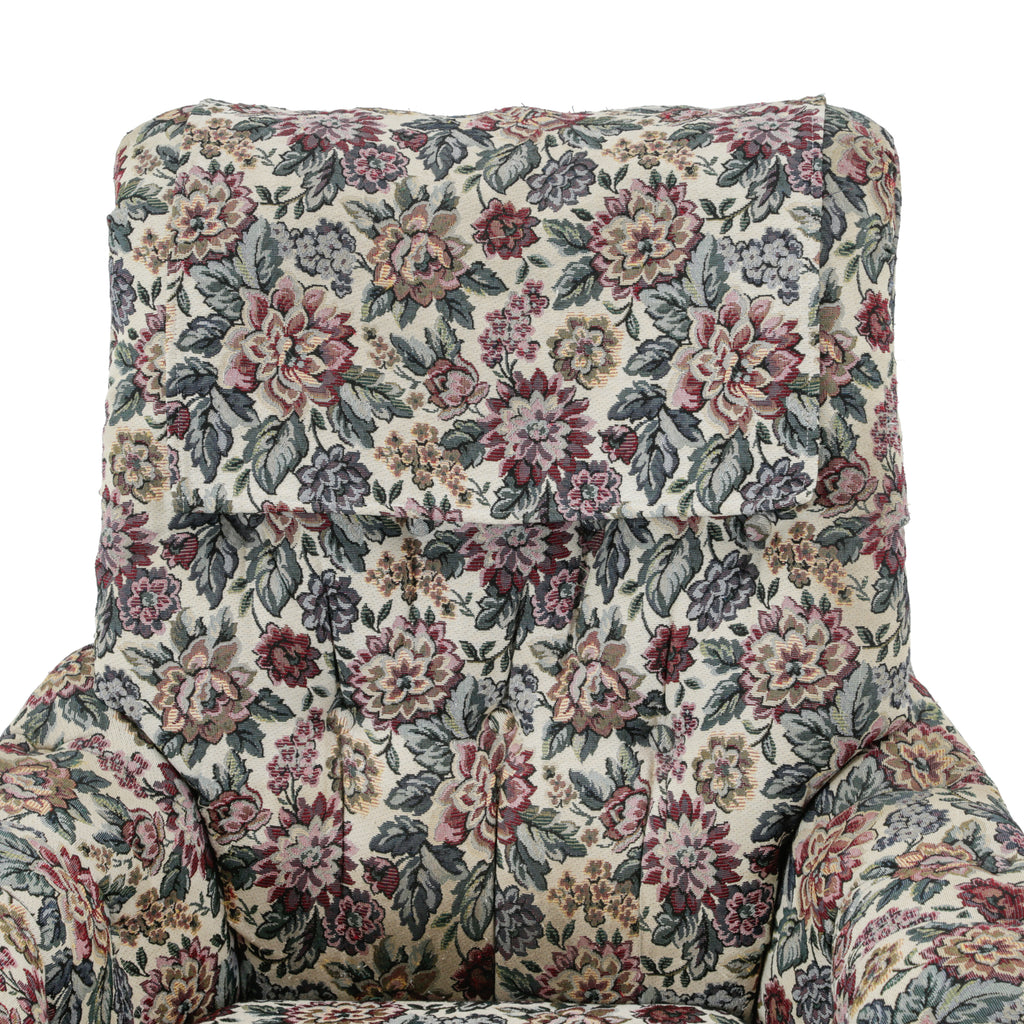 Beige Floral Tapestry Upholstered Armchair