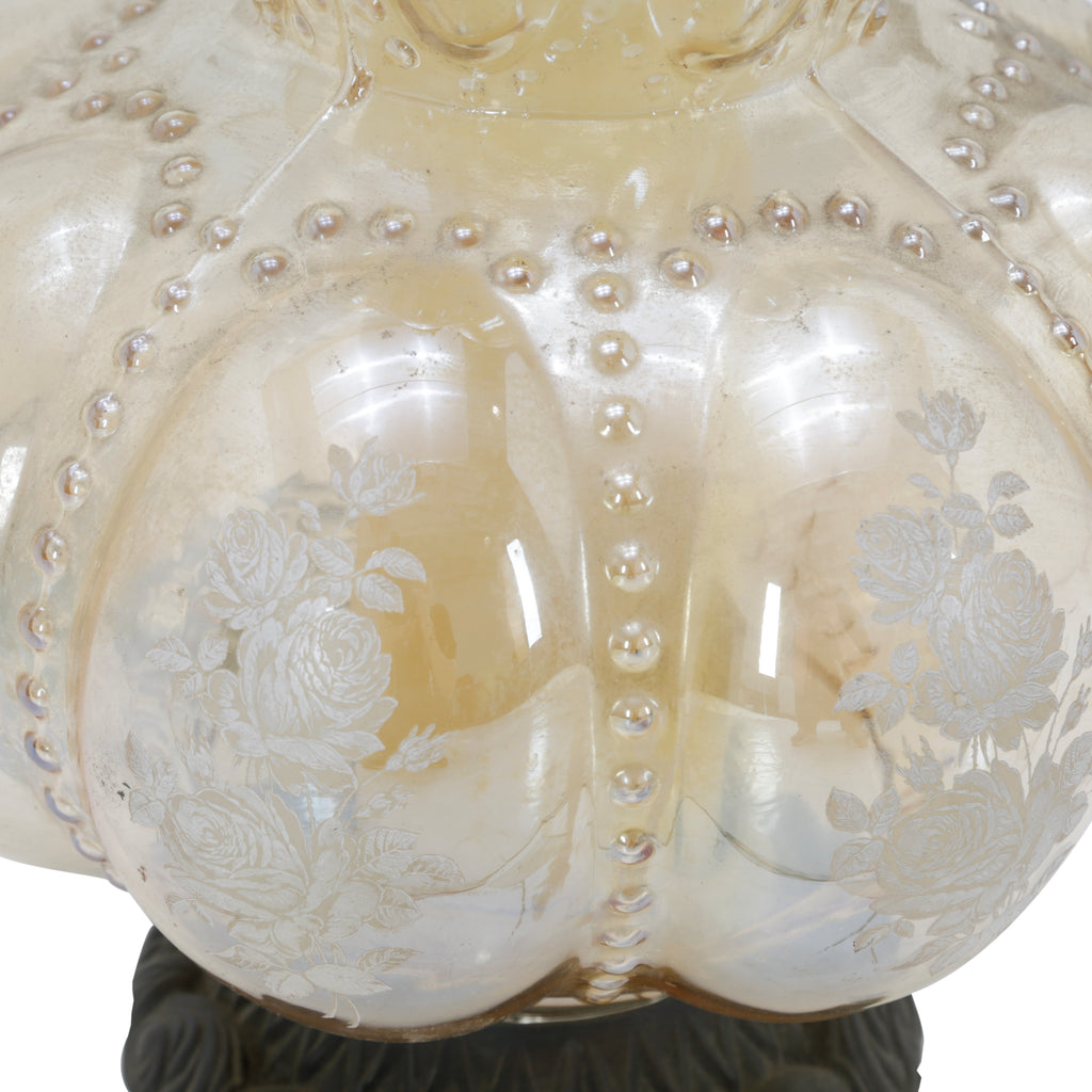 Etched Glass Table Lamp with Raised Beads