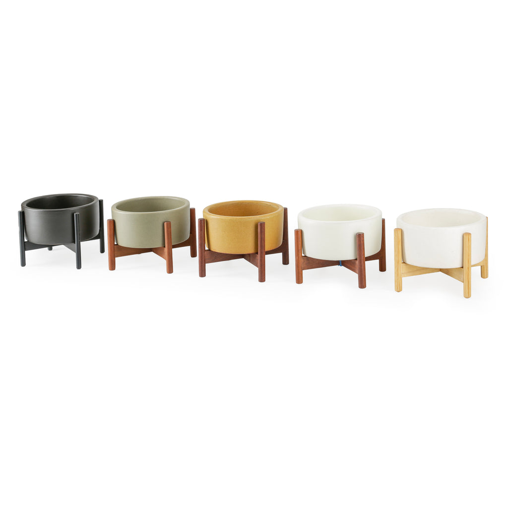 Assorted Planters with Wooden Stands