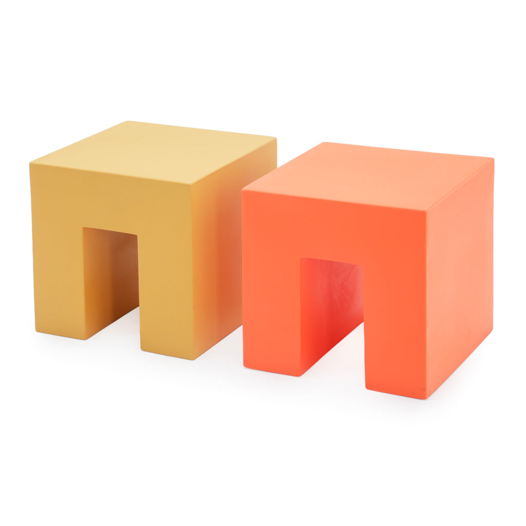 Yellow & Orange Minimalist Geometric Block Stool