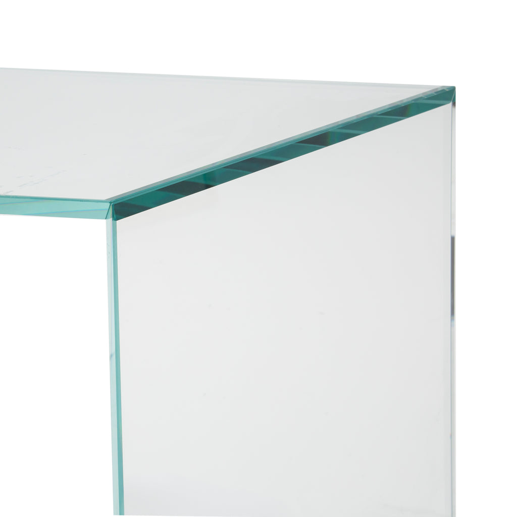 Clear Tempered Glass Modern Waterfall Console Table