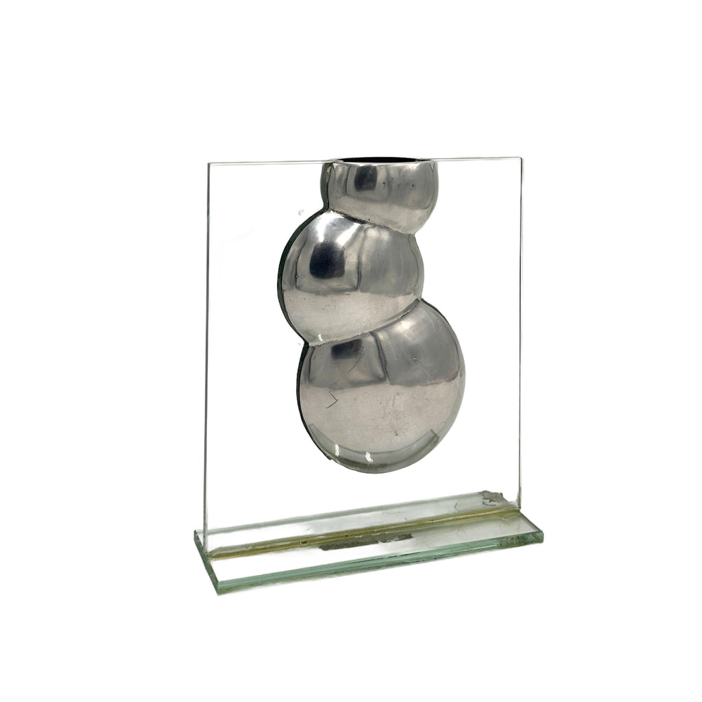 Glass and Chrome Stacked Bubble Vase
