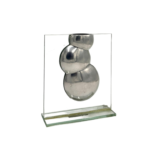 Glass and Chrome Stacked Bubble Vase