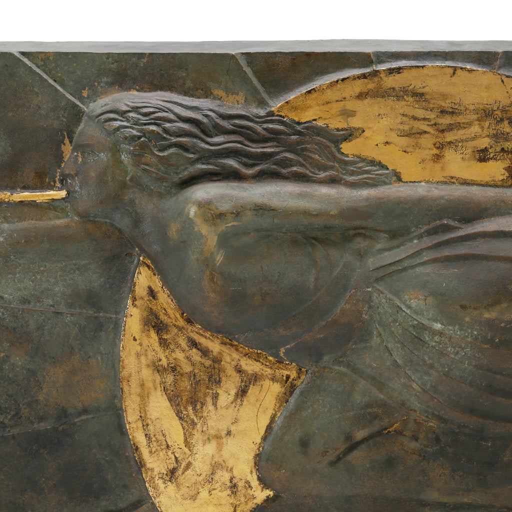Distressed Bronze & Gold Leaf Art Deco Relief