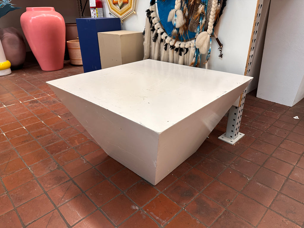 Modern Geometric Tapered Off-White Square Wood platform