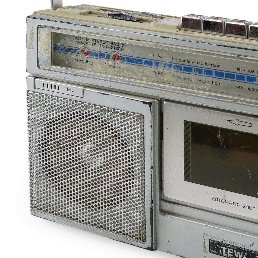 Beige and Silver AM/FM Stereo Cassette Recorder Boombox
