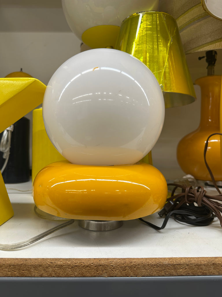 Bright Yellow and Opal White Globe Table Lamp