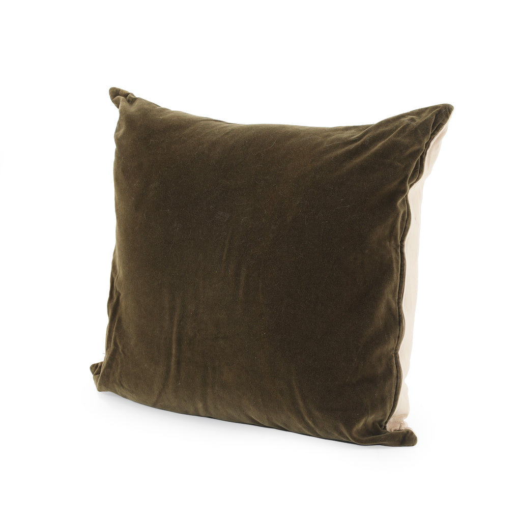 Olive Green Velvet Throw Pillow