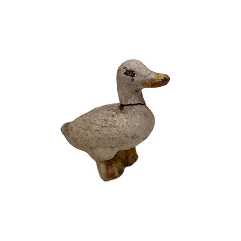 Distressed White Concrete Duck Figurine