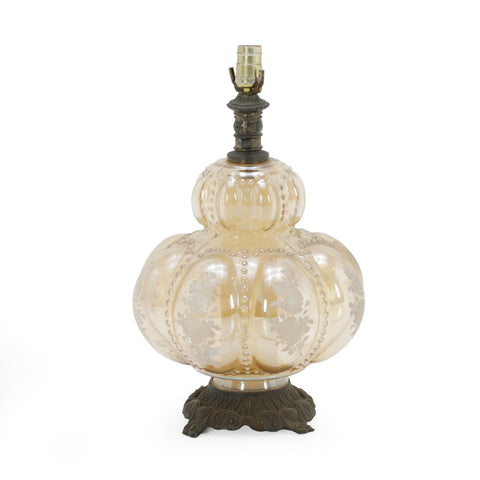 Etched Glass Table Lamp with Raised Beads