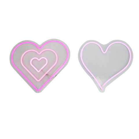 Pink LED Neon Heart Wall Sign