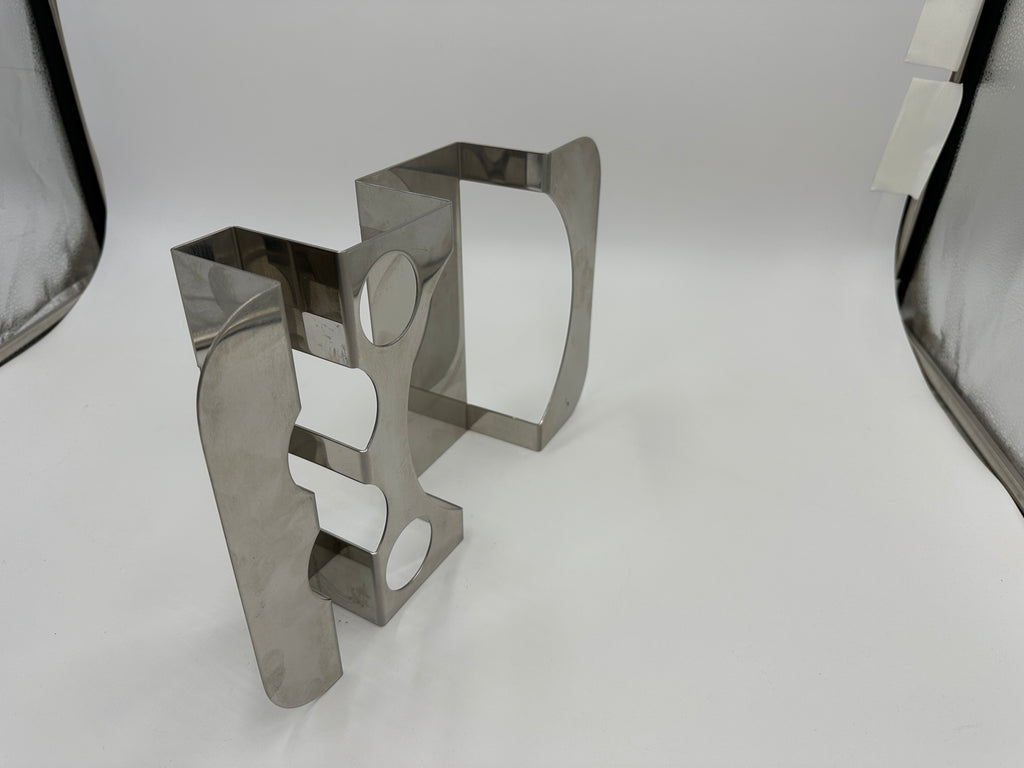 Sleek Silver Stainless Steel Geometric Tabletop Holder