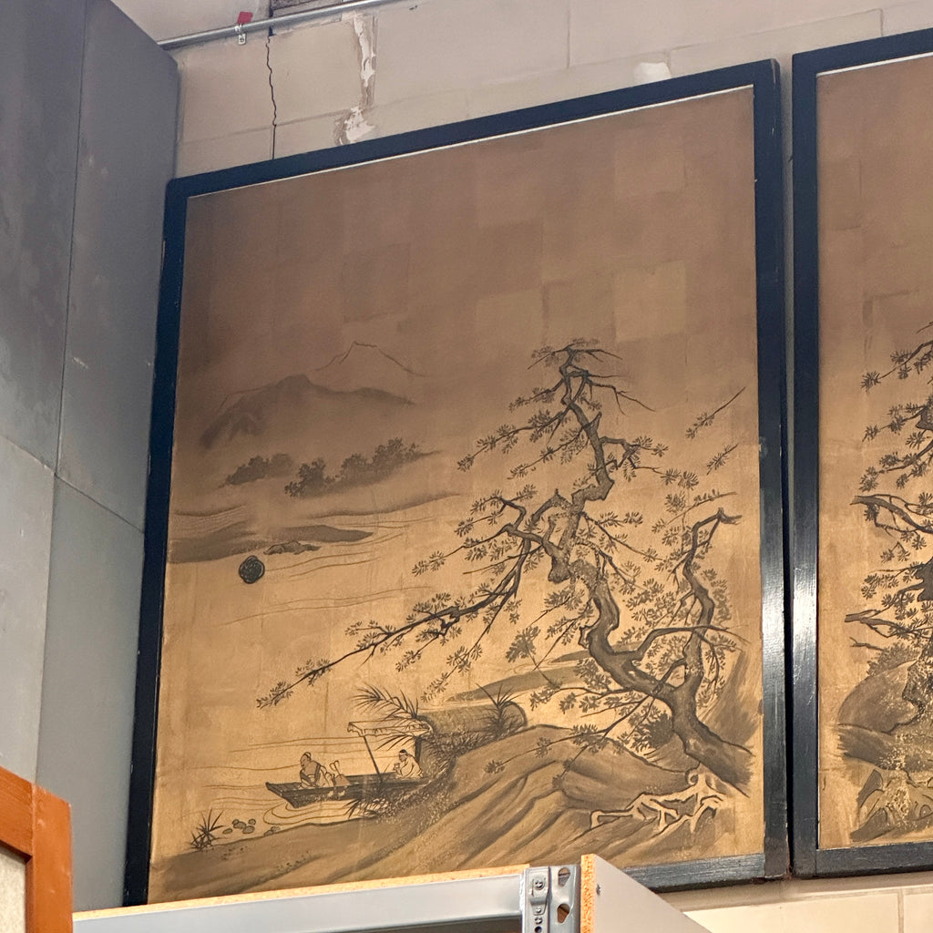Large Framed Japanese Ink Wash Landscape #3