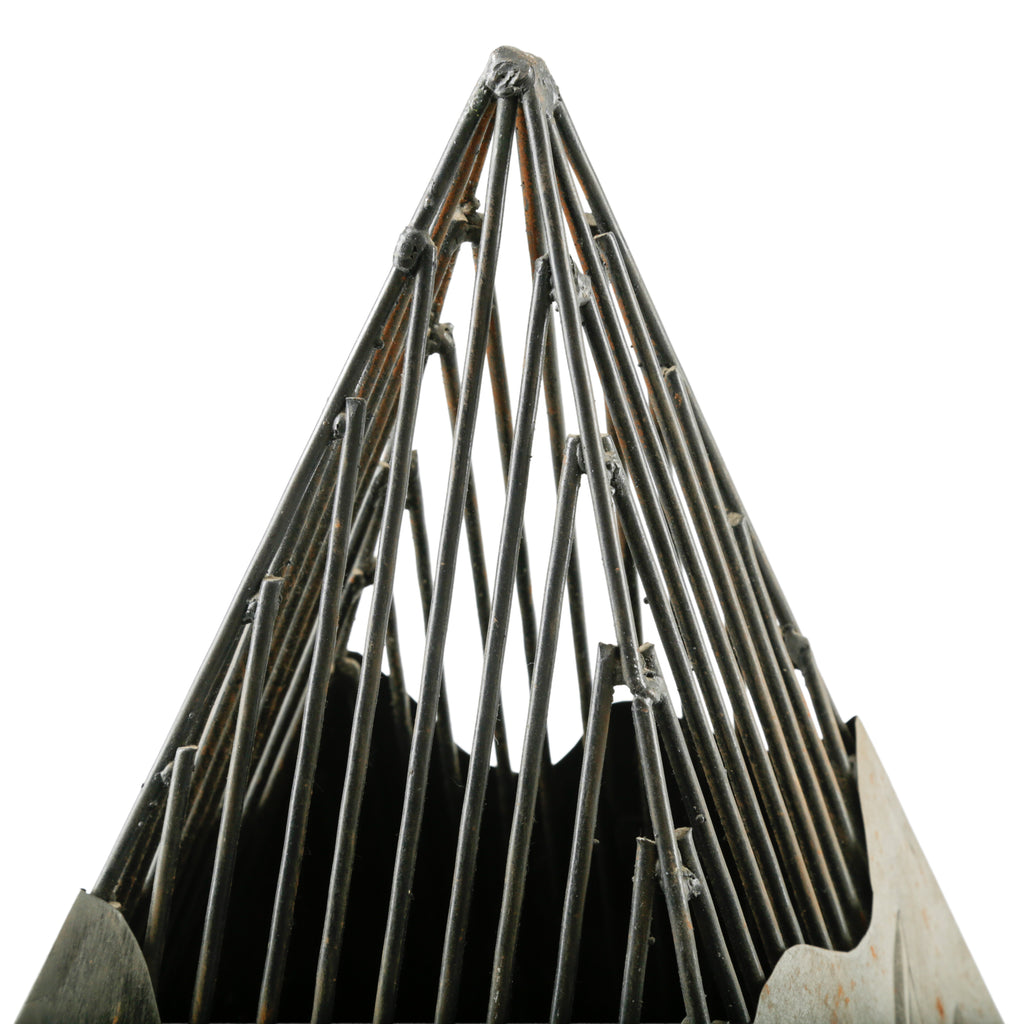 Fish Embossed Silver Metal Pyramids