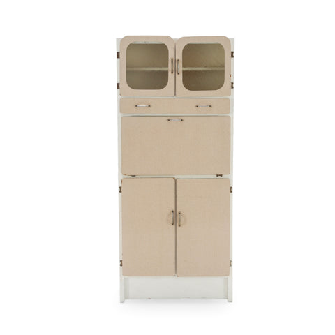 Beige and White Mid-Century Kitchen Hutch