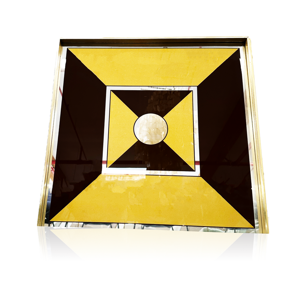 Yellow & Black Geometric Mirror Art