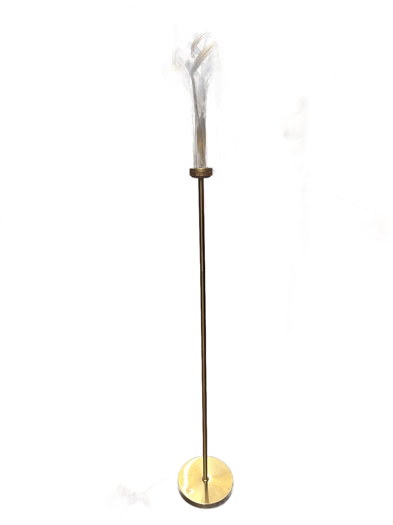 Brass Palm Frond & Crystal Chandelier-Style Floor Lamp