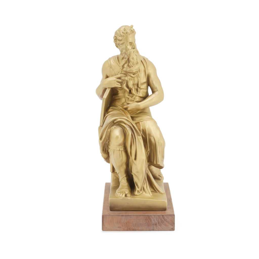 Gold Statue with Rustic Wood Base