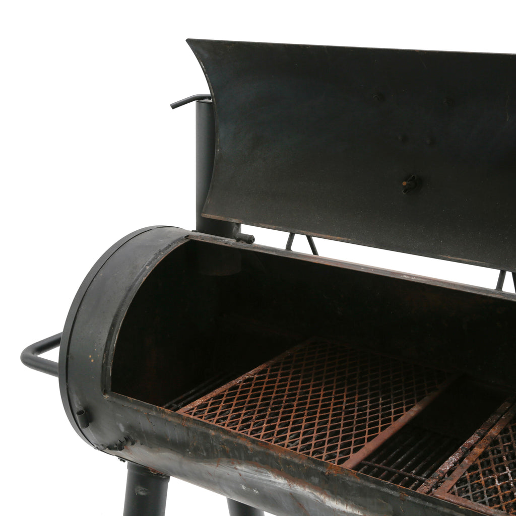 Black Steel Smoker BBQ Grill with Wheels