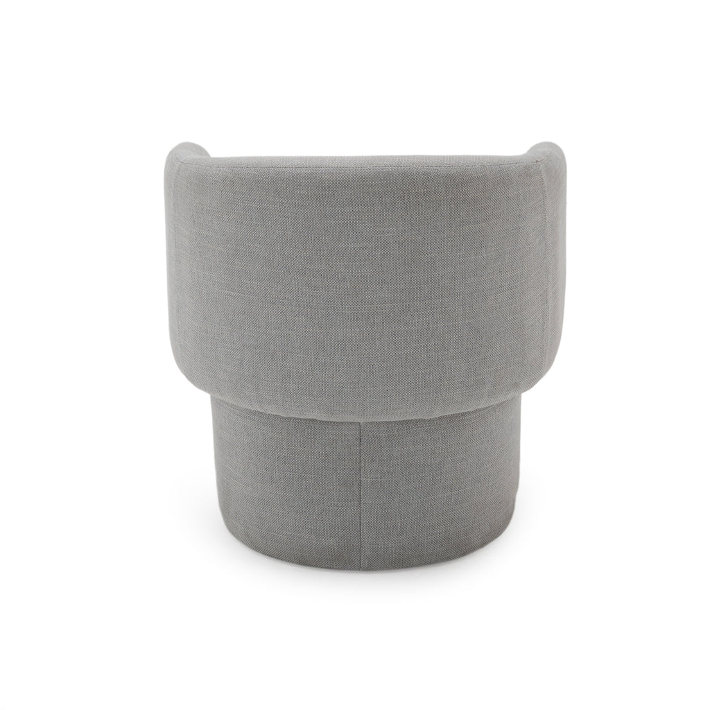 Grey Upholstered Rounded Barrel Armchair