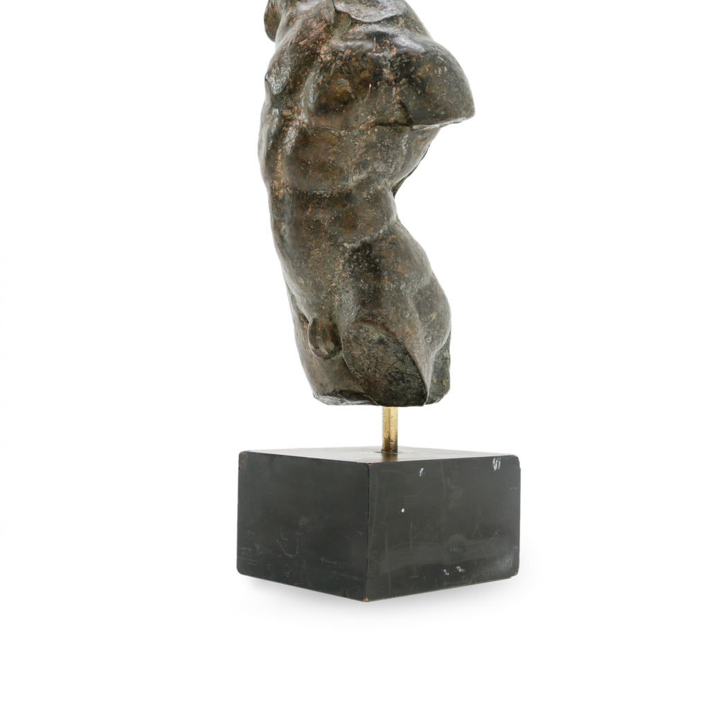 Male Torso Sculpture on Black Marble Base