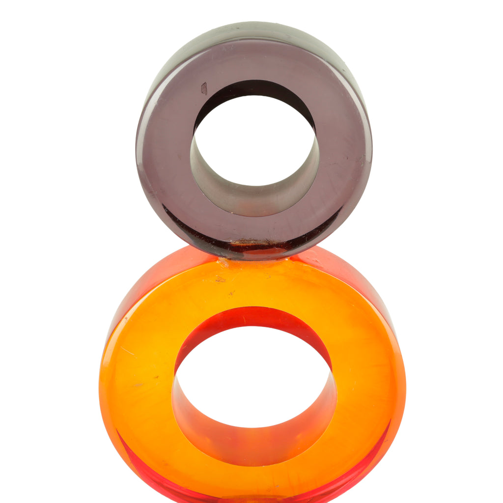 Orange & Smoky Brown Acrylic Stacked Ring Sculpture