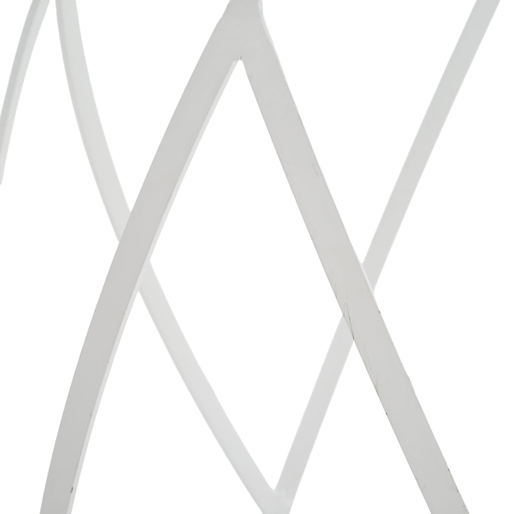 White Metal and Clear Glass Abstract End Table