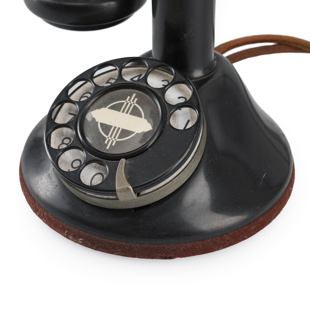 Black Candlestick Rotary Dial Telephone
