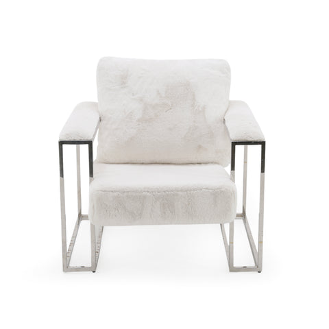 White Boucle Armchair with Chrome Frame