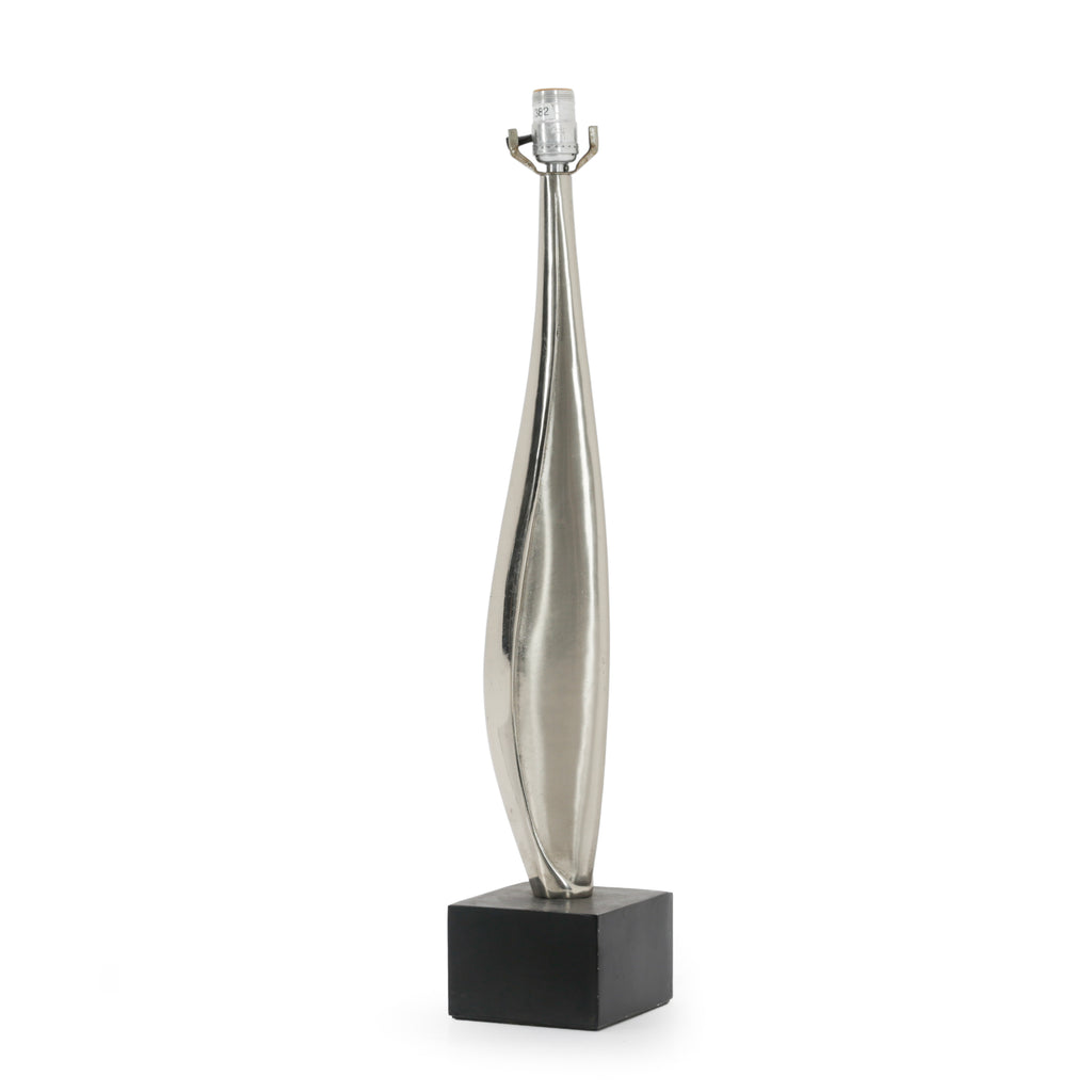 Silver/Chrome Sculptural Twisted Metal Table Lamp