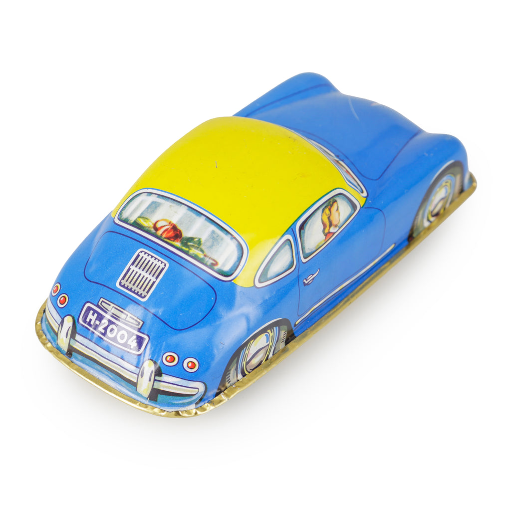 Blue and Yellow Tin Toy Cars