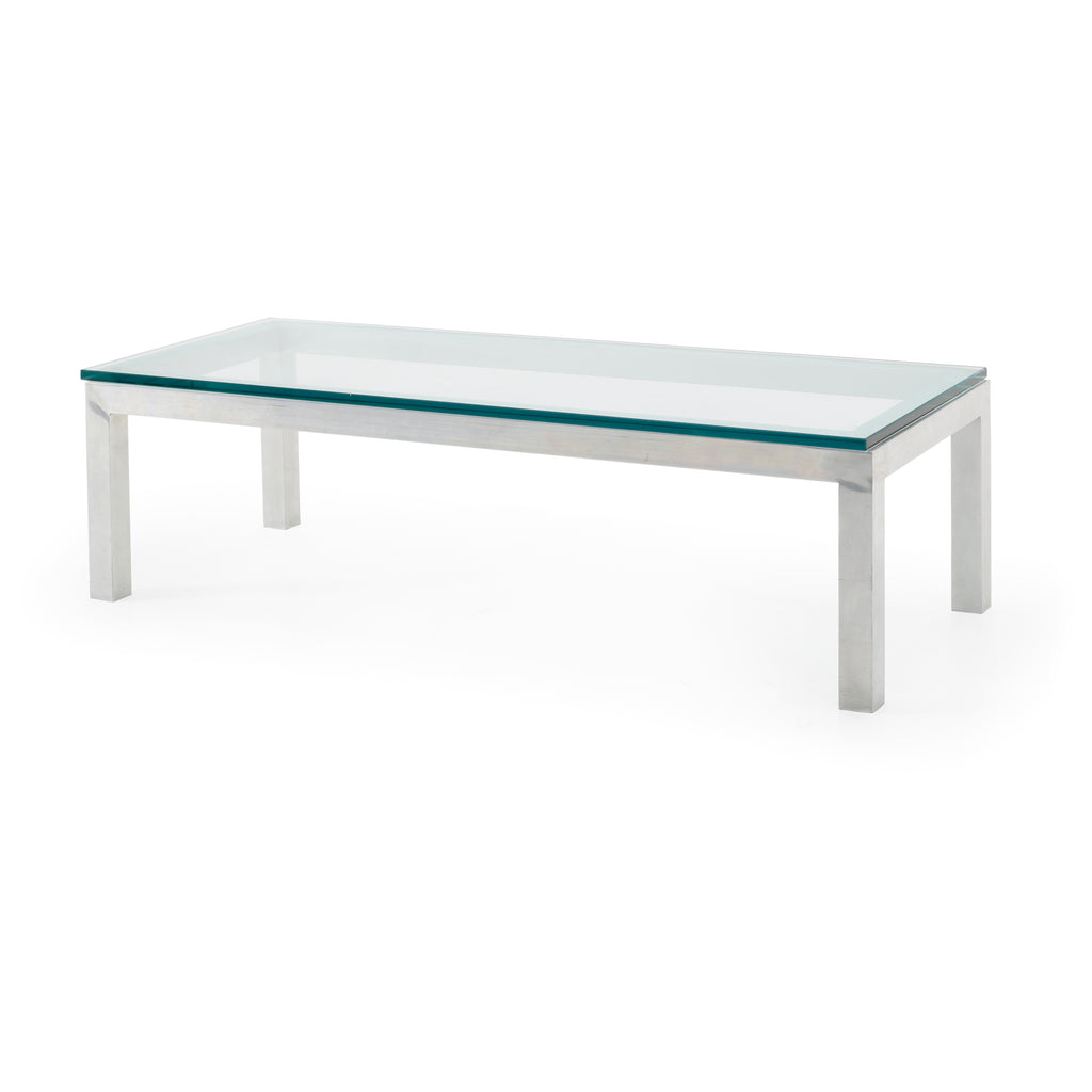 Rectangular Clear Glass Metal Coffee Table