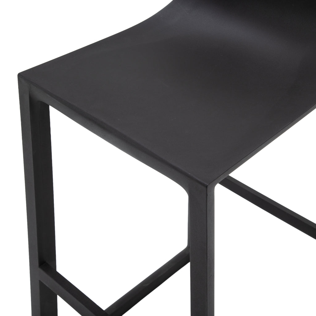 Black Plastic Modern Bar Stool with Curved Seat