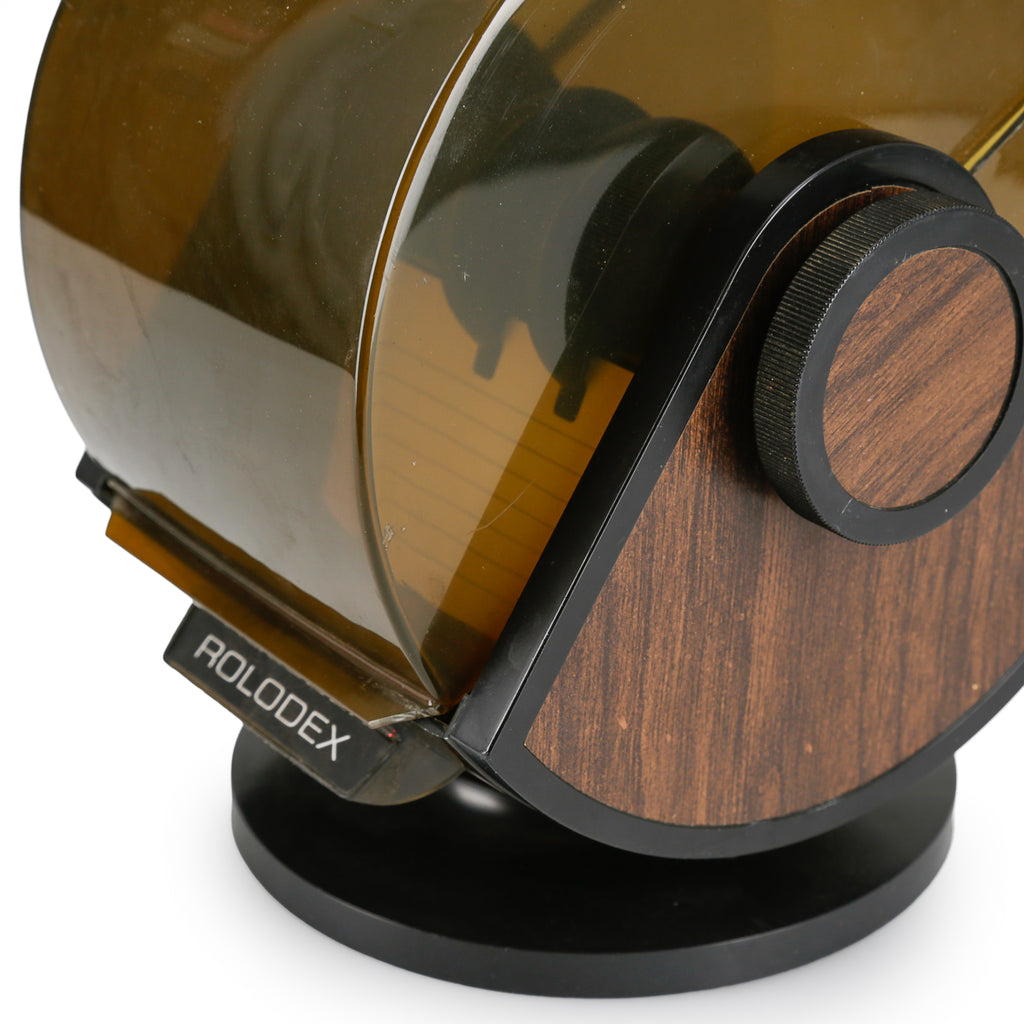Black Plastic Rolodex Card File with Amber Acrylic Hood